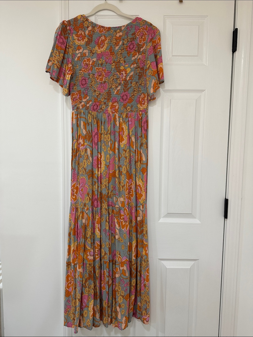 Zesica Pink and Mustard Floral Smocked Maxi Dress - Picture 4 of 4